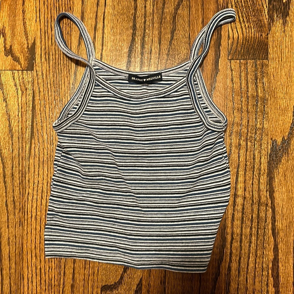 Brandy Melville crop top blue and white striped tank top